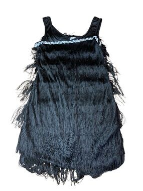 Spirit Halloween Roaring 20s Flapper Costume Dress Black Fringe Sequin Size S